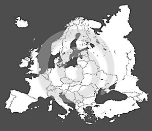 Europe vector political map silhouette