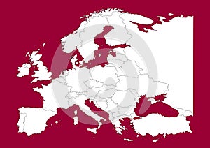 Europe vectorial map on red