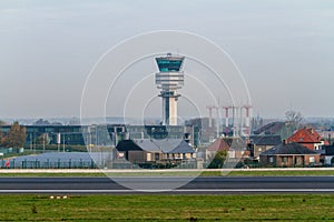 Europe, Zaventem airport control tower, Brussels Airport. Belgocontrol