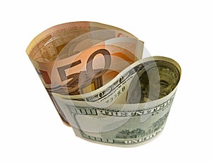 European and american currency integrity concept