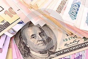 European and american money background