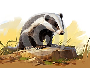 European badger  Made With Generative AI illustration
