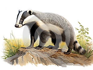 European badger  Made With Generative AI illustration