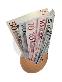 European bank notes in eggshell