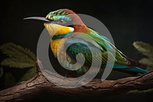 European bee-eater. Isolate on black Background.