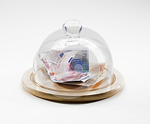 European bills saved under glass dome