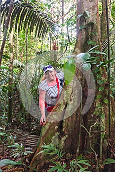 European Biologist Woman In The Tropical Rainforest, Cuyabeno
