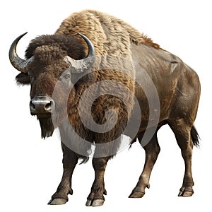 European bison isolated on transparent background. 3d render illustration.