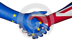 European and British Brexit Hand Shake