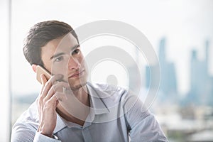 European businessman on phone