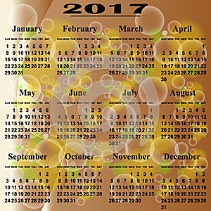 European calendar of 2017.