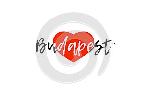 European capital city budapest love heart text logo design