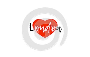 European capital city london uk love heart text logo design