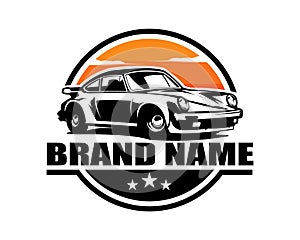 european car logo vector. isolated white background showing from side with amazing sunset view.