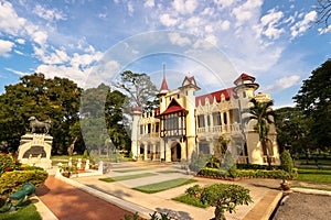 European castle style, at Sanam Chan Palace against blue sky