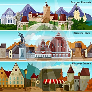 European Cityscapes Banners Set photo