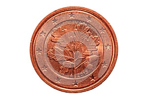 European coin two cents isolated on a white background. Macro pi