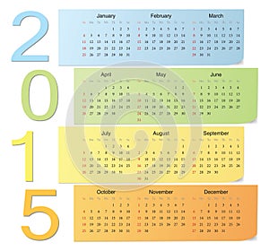 European color vector calendar 2015