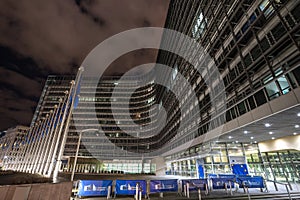 European commission building brussels belgium at night