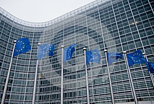 European Commission with EU flags photo
