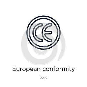 European conformity icon. Thin linear european conformity outline icon isolated on white background from logo collection. Line