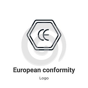 European conformity outline vector icon. Thin line black european conformity icon, flat vector simple element illustration from