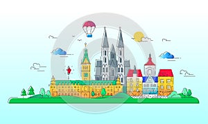 European countries - vector line travel illustration