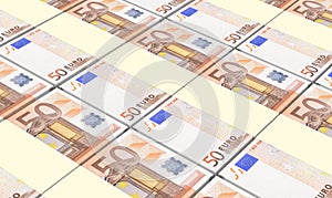 European currency bills stacks background.