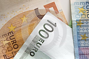European currency money euro banknotes, credits, leasing.