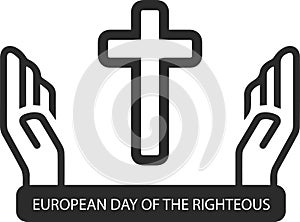 European Day of the Righteous black vector icon. photo