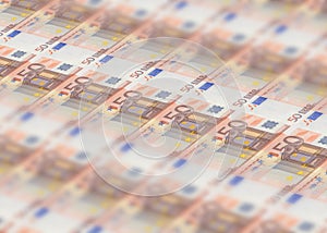 50 European euro banknotes stack photo