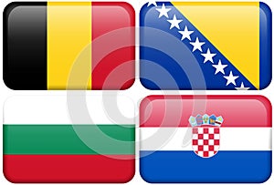 European Flag Buttons: Belgium, Bosnia, Bulgaria,