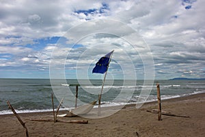 European Flag at Torre del lago free beach