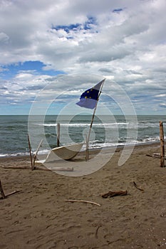 European Flag at Torre del lago free beach