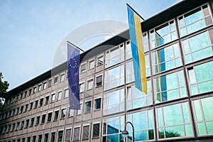 The European flag and the Ukraine flag stand for solidarity