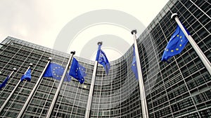 European flags in Brussels, Belgium