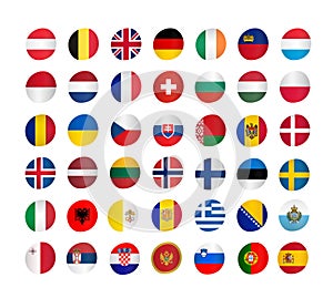 European flags icons set. Round icons