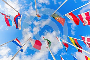 European flags on the Kirchberg Plateau in Luxembourg City