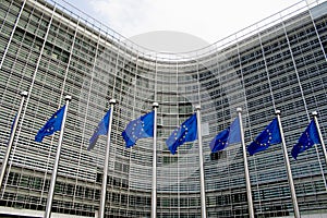 European flags waving