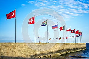 European flags waving in the wind