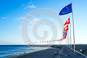 European flags waving in the wind