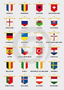 European football team pennants with flag design