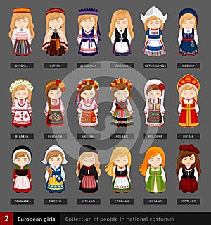 European girls in national dress.