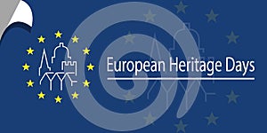 European heritage days banner, september 10th, september 18th, vector illustration