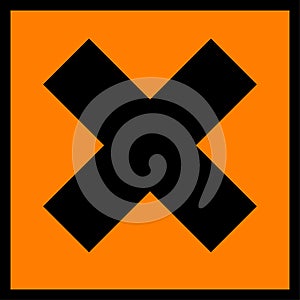 European irritant hazard sign. Chemical orange x warning icon