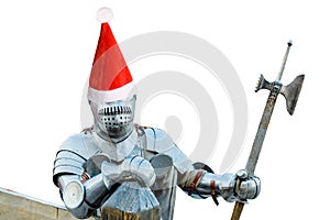european knight in armor isolated on white background