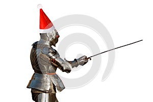 European knight in armor isolated on white background