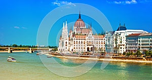 European landmarks - Beautiful Parliament in Budapest, Hungary photo