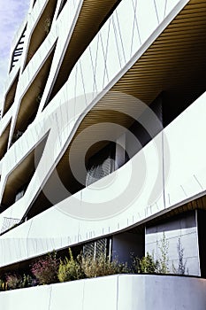 European modern complex of residential buildings. Exterior of suburban apartment building