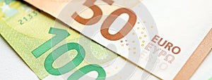 European money euro banknotes. Bills of European union currency